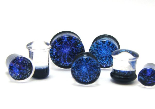 画像1: CLOVER GLASS 宇宙“そら”PLUGS/BL ハンドメイド オリジナル ボディピアス ガラス メンズ レディース