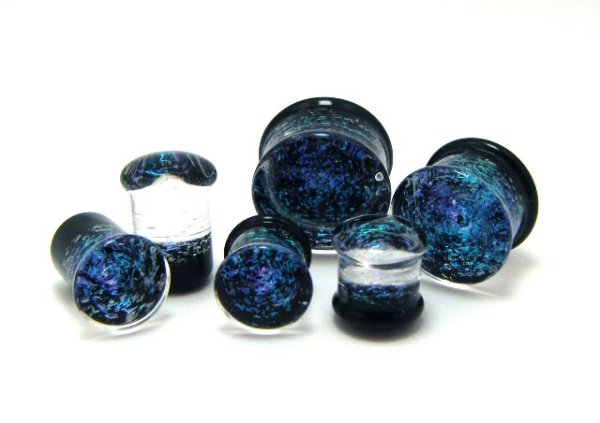 画像1: CLOVER GLASS 宇宙“そら”PLUGS/GR ボディピアス ガラス プラグ ハンドメイド メンズ レディース