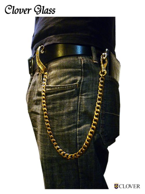 他の写真2: CLOVER GLASS Drape wallet Chain-Brass ver-  CLOVERオリジナル　ウォレットチェーン 真鍮 メンズ