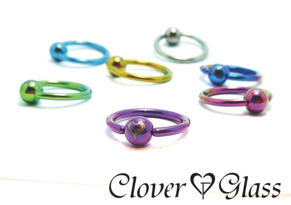 画像1: CLOVER GLASS Titanium Captive Bead Ring 14Ga CG-T-CBR14 クローバーグラス ボディピアス キャプティブビーズリング CBR メンズ レディース