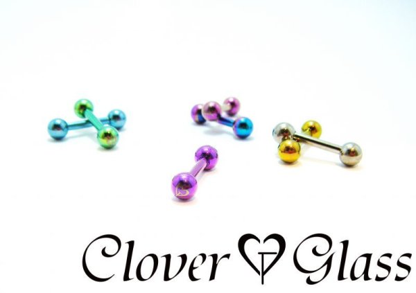 画像1: CLOVER GLASS Titanium Straight Barbell 14Ga CG-T-BRB14 クローバーグラス ボディピアス チタン バーベル メンズ レディース