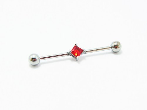 他の写真1: CLOVER GLASS  Industrial Barbells with Gem attachment 14Ga CG-IDBLSB14 クローバーグラス ボディピアス インダス メンズ レディース