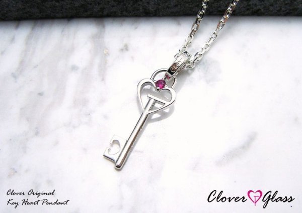 画像1: クローバーグラス　キー・ハート・ペンダント　CLOVER GLASS　Key Heart Pendant　誕生石　メンズ　レディース　CGP-03/SV　CLOVER925オリジナルペンダント