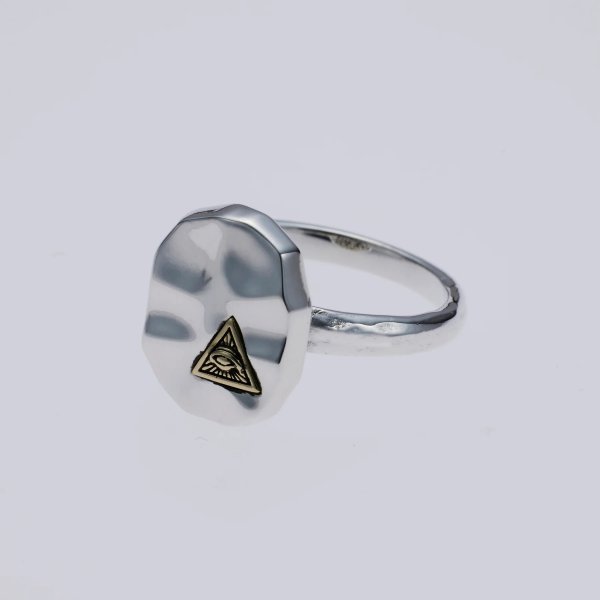 画像1: ソカロ　HAMMERED TEXTURE PLATE RING :EYE OF PROVIDENCE　槌目・プレート・リング：アイ・オブ・プロビデンス　ZRS-0032　ZOCALO　リング