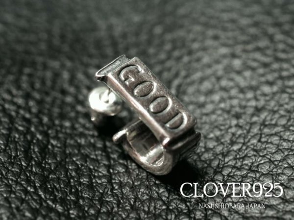 画像1: CLOVER925　グッドラック・Jフフープ ピアス　Good Luck J hoop Ear stud　CLE-02/SV　メンズ　レディース