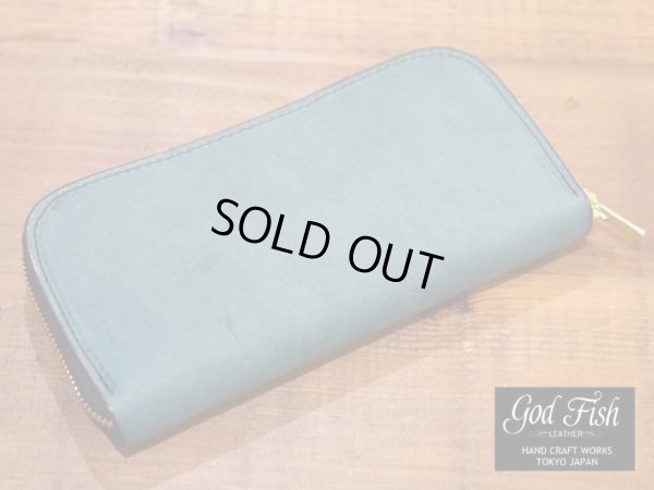 画像1: GOD FISH ゴッドフィッシュ  ラウンドウォレット GF-RW テンペスティ テキサス（モスブルー） ミシンソーイング レザーウォレット