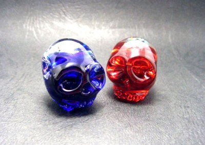 画像1: CLOVER GLASS スカルペンダント ハンドメイド オリジナル