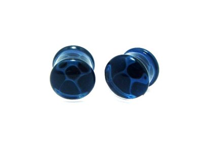 画像1: CLOVER GLASS HONEYCOMB PLUGS/BL ガラス ボディピアス ハンドメイド プラグ メンズ レディース