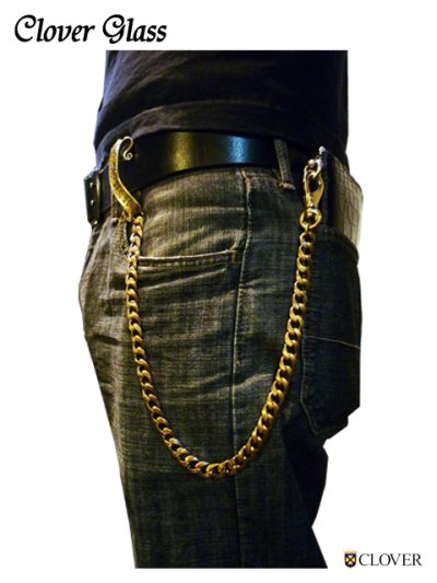 画像2: CLOVER GLASS Drape wallet Chain-Brass ver-  CLOVERオリジナル　ウォレットチェーン 真鍮 メンズ