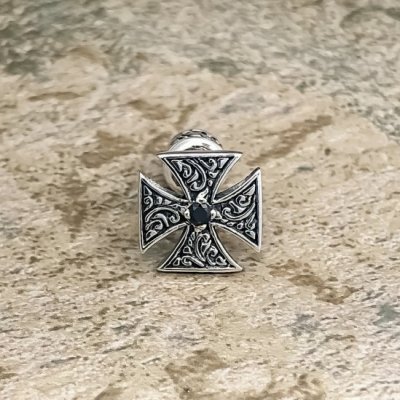 画像1: ソカロ　マルタ・クロス・ピアス（ブラックCZ）　片売り　ZZEG-0005BKCZ　ZOCALO　ピアス