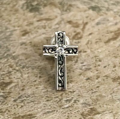 画像1: ソカロ　トレンチ・クロス・ピアス（ホワイトCZ）　片売り　ZZEG-0004WCZ　ZOCALO　ピアス