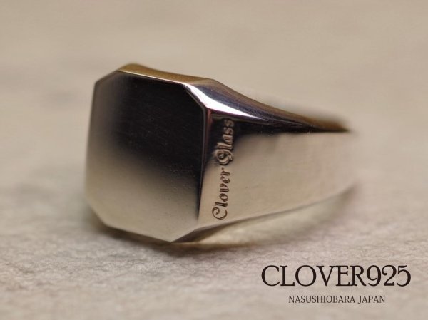 画像1: CLOVER925　C.G Signet Ring　印台リング　CLOVER GLASS　CLR-10/SV　CLOVER925オリジナルリング　 (1)