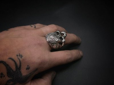 画像2: シリーエッセンス silly essence ポリネシアスカルリング polynesia skull ring SER-008 Silver925 リング メンズ レディース