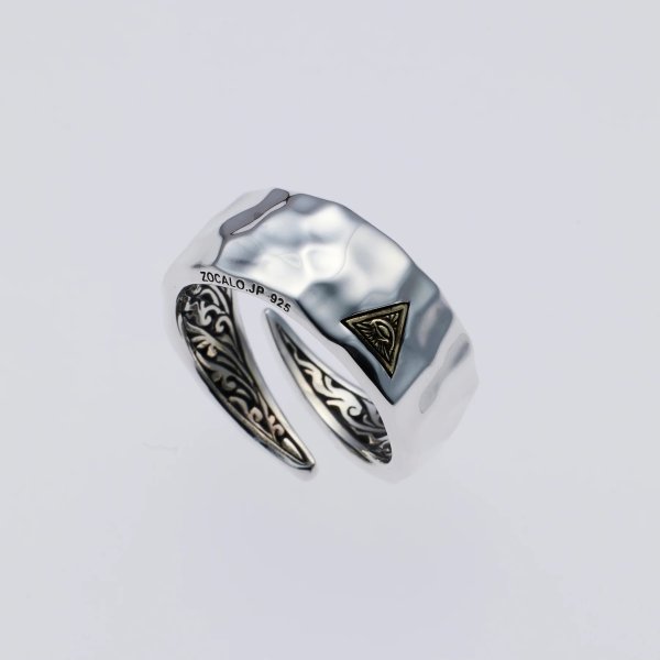 画像1: ソカロ　HAMMERED TEXTURE RING : EYE OF PROVIDENCE　槌目リング：アイ・オブ・プロビデンス　ZRS-0035　ZOCALO　リング　フリーサイズ (1)