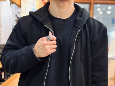 画像3: 諸平勘 骸骨柄指輪 古美仕上げ 19号 クロップドヘッズ シルバーリング