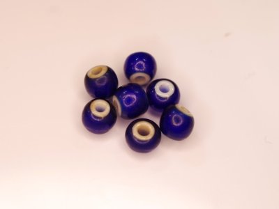 画像1: ホワイトハーツ・ビーズ （ブルー）約6.5mm　1連　CL-PARTS001_6.5_BL
